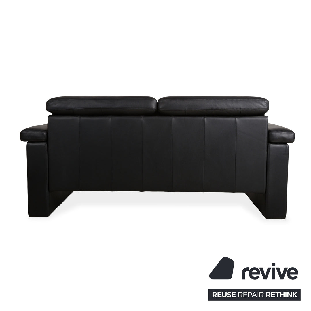 Rolf Benz 4000 Leather Two-Seater Sofa Black Couch
