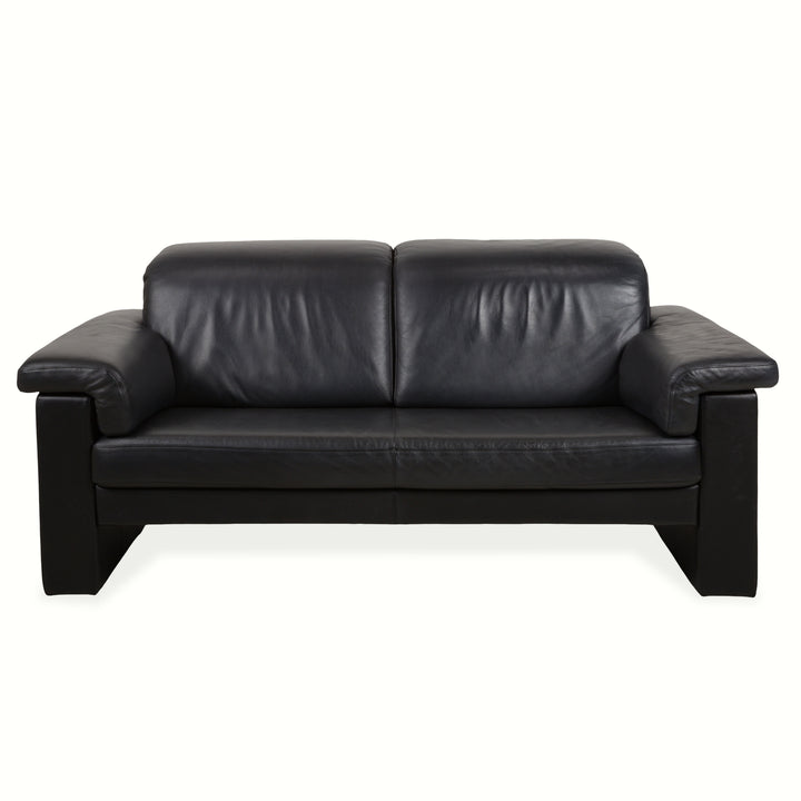 Rolf Benz 4000 Leather Two-Seater Sofa Black Couch