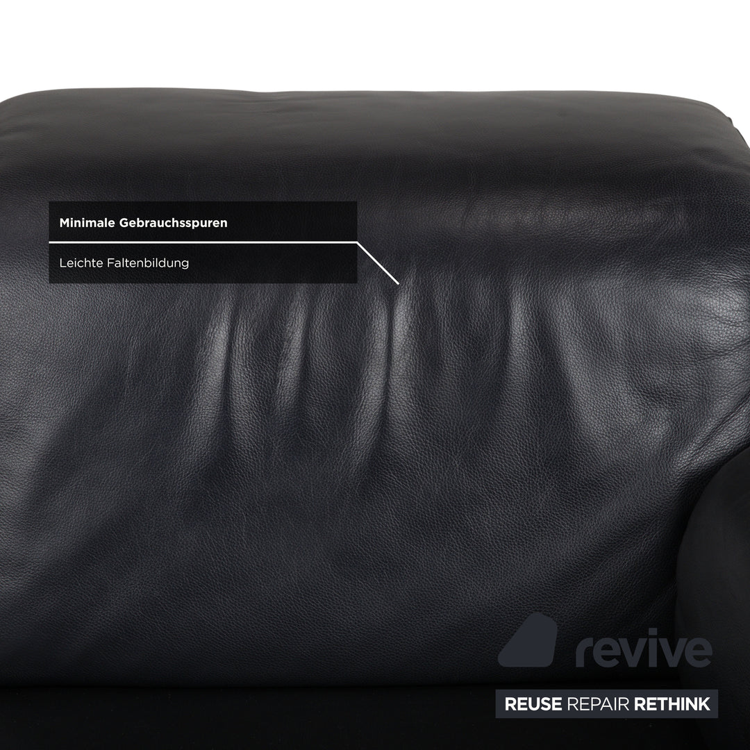 Rolf Benz 4000 Leder Zweisitzer Sofa Schwarz Couch