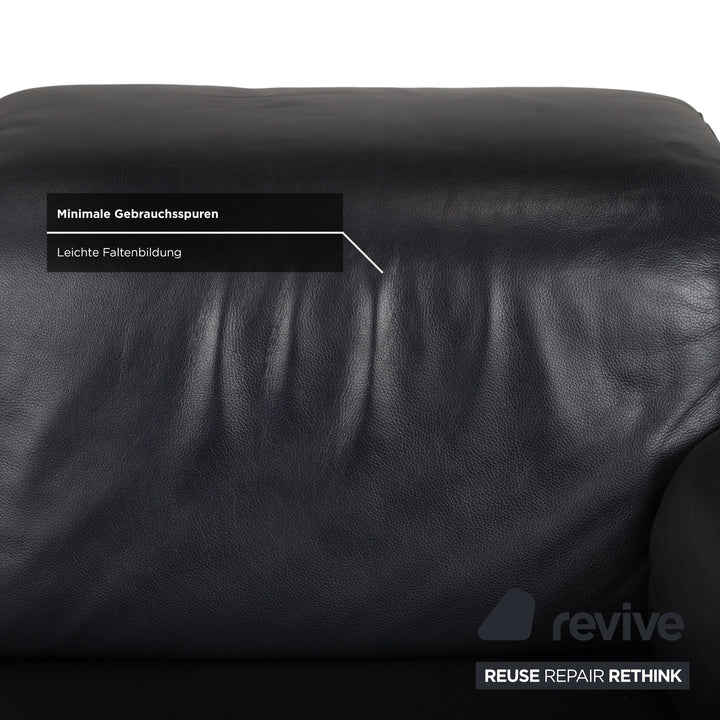 Rolf Benz 4000 Leder Zweisitzer Sofa Schwarz Couch