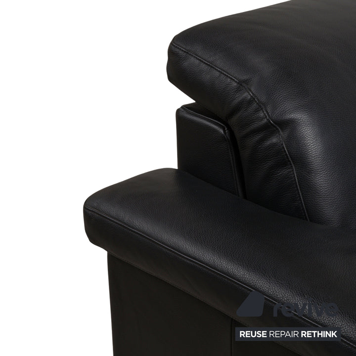 Rolf Benz 4000 Leather Two-Seater Sofa Black Couch