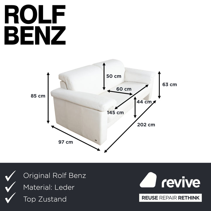 Rolf Benz 4000 canapé deux places en cuir crème blanc