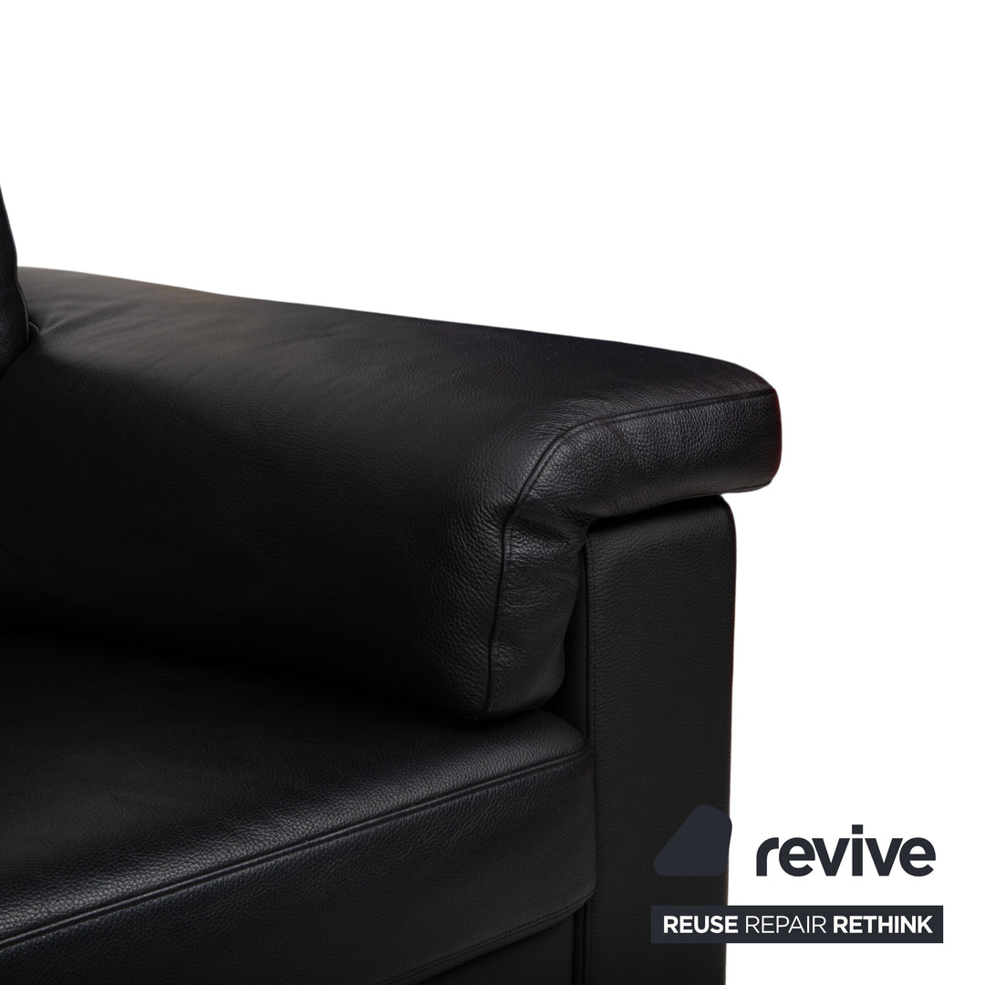 Rolf Benz 4000 Two-Seater Leather Sofa Black Couch