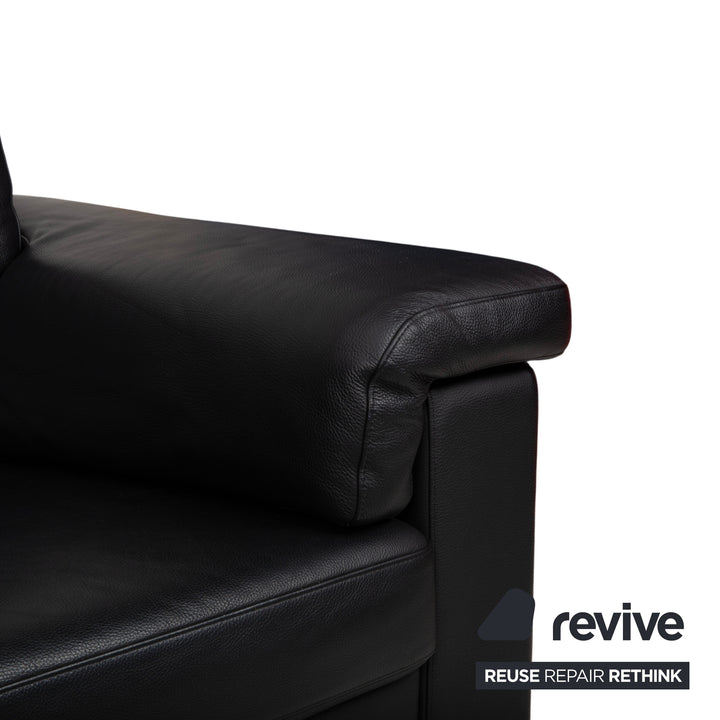 Rolf Benz 4000 Two-Seater Leather Sofa Black Couch