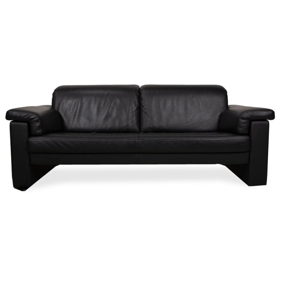 Rolf Benz 4000 Two-Seater Leather Sofa Black Couch