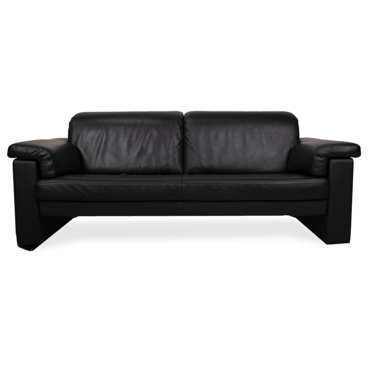 Rolf Benz 4000 Two-Seater Leather Sofa Black Couch