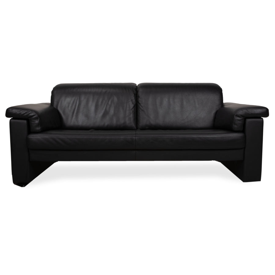 Rolf Benz 4000 Two-Seater Leather Sofa Black Couch