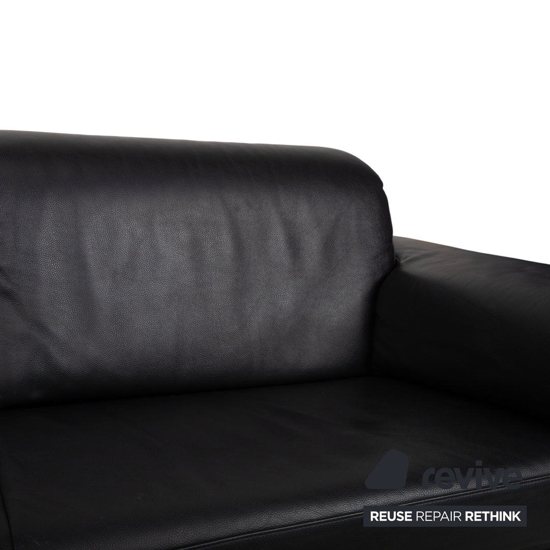 Rolf Benz 4000 Two-Seater Leather Sofa Black Couch