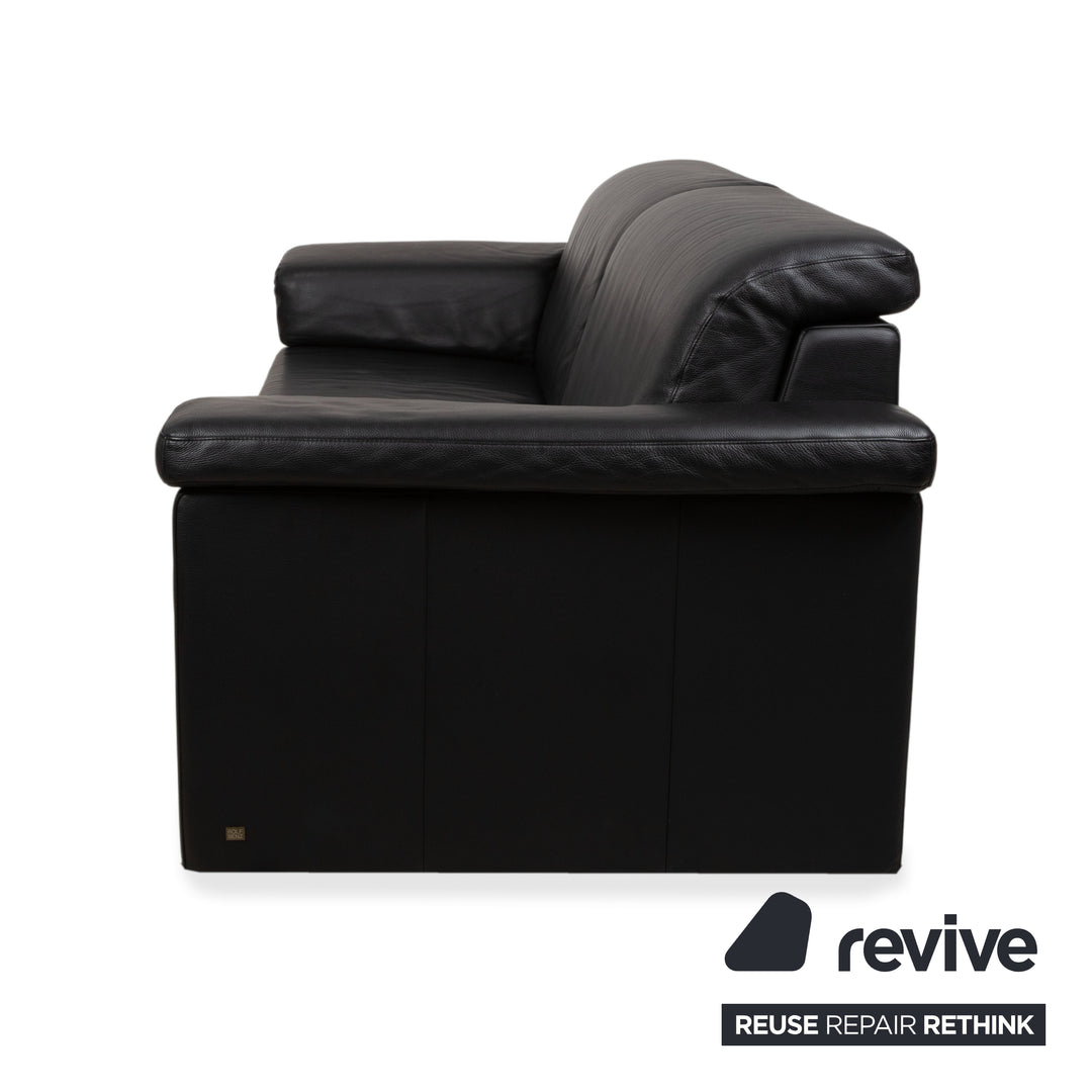 Rolf Benz 4000 Two-Seater Leather Sofa Black Couch