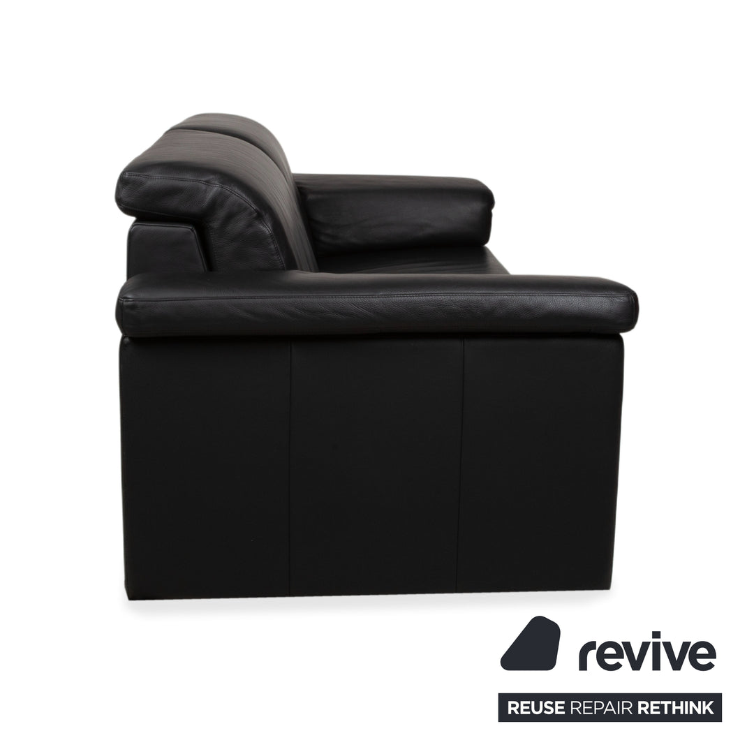 Rolf Benz 4000 Two-Seater Leather Sofa Black Couch