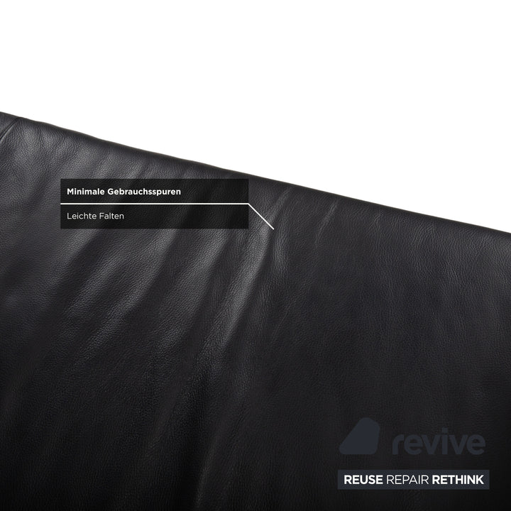 Rolf Benz 4000 Two-Seater Leather Sofa Black Couch