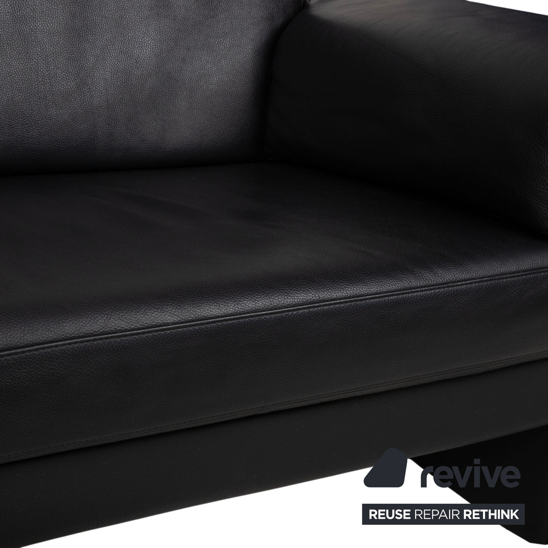 Rolf Benz 4000 Two-Seater Leather Sofa Black Couch