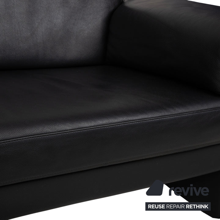 Rolf Benz 4000 Two-Seater Leather Sofa Black Couch