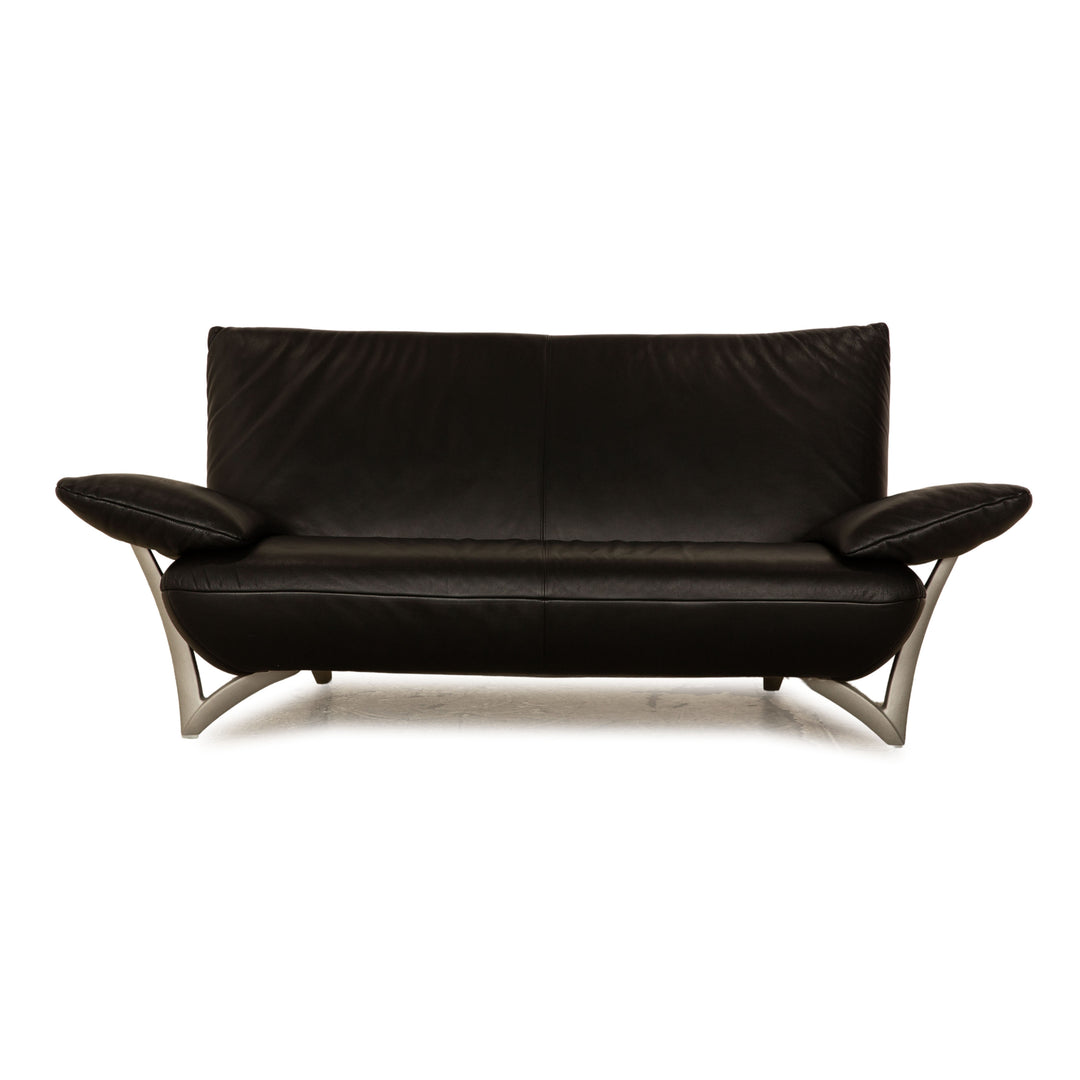 Rolf Benz 4100 Leather Two Seater Black Sofa Couch