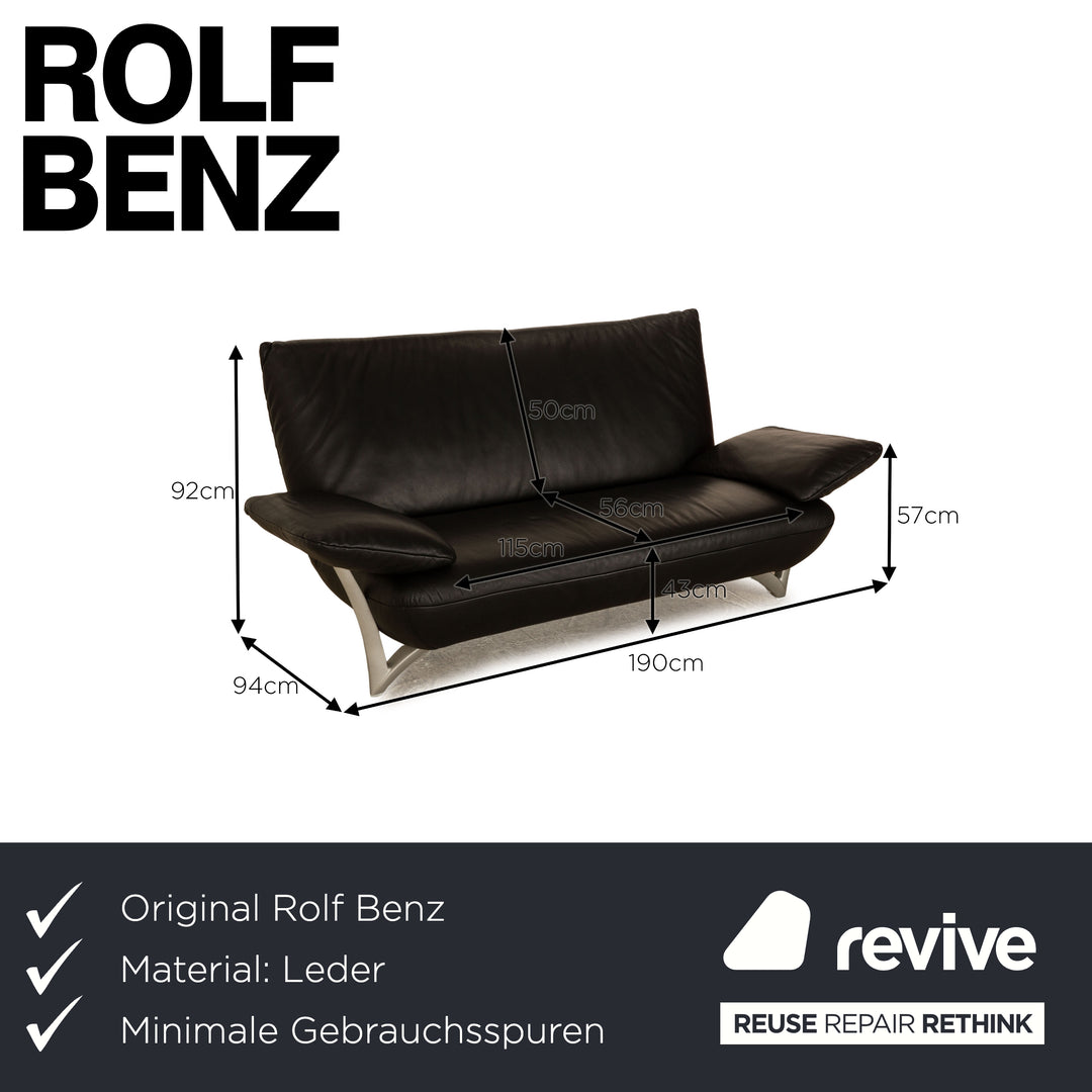 Rolf Benz 4100 Leather Two Seater Black Sofa Couch