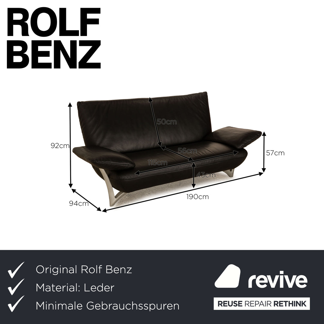 Rolf Benz 4100 Leder Zweisitzer Schwarz Sofa Couch