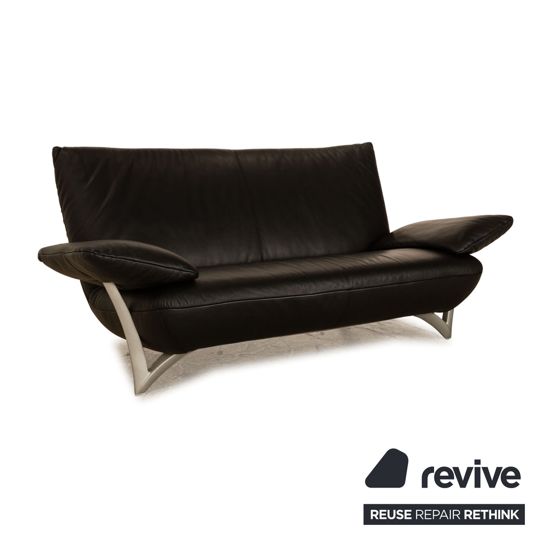 Rolf Benz 4100 Leather Two Seater Black Sofa Couch