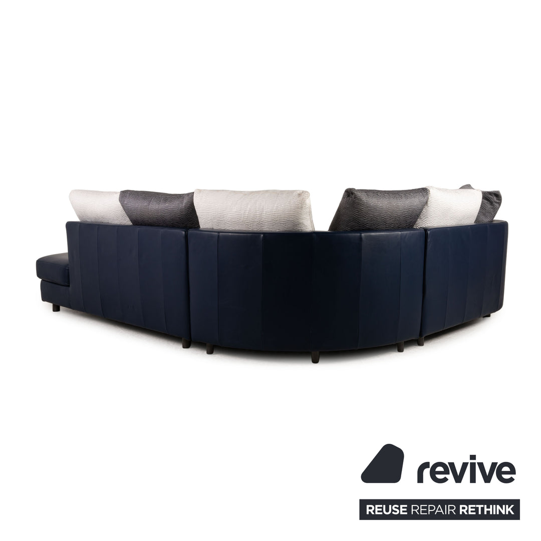 Rolf Benz 4500 canapé d'angle en cuir bleu canapé bleu foncé chaise longue à droite