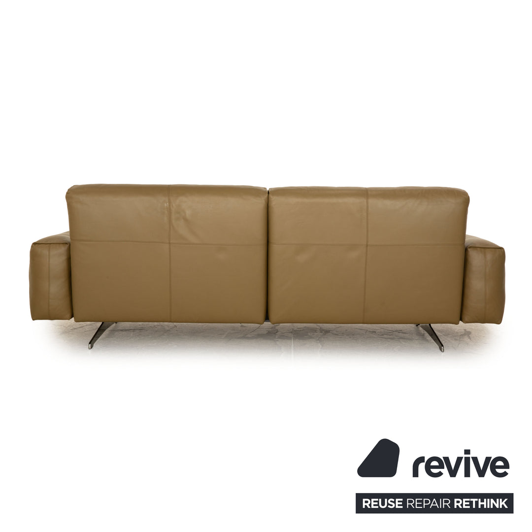 Rolf Benz 50 leather three-seater khaki green sofa couch manual function