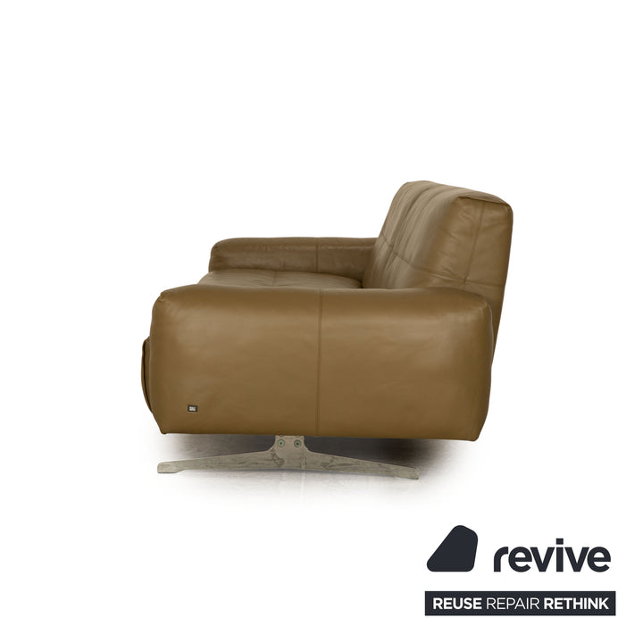 Rolf Benz 50 leather three-seater khaki green sofa couch manual function