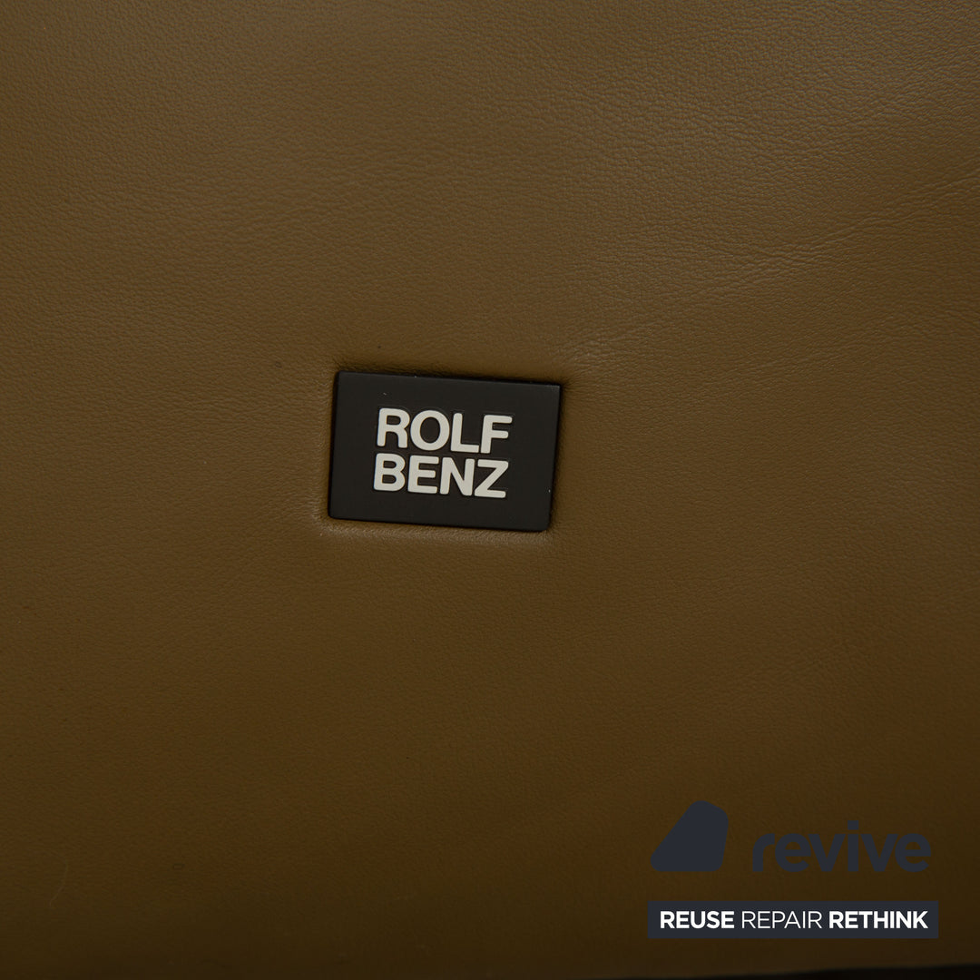 Rolf Benz 50 leather three-seater khaki green sofa couch manual function