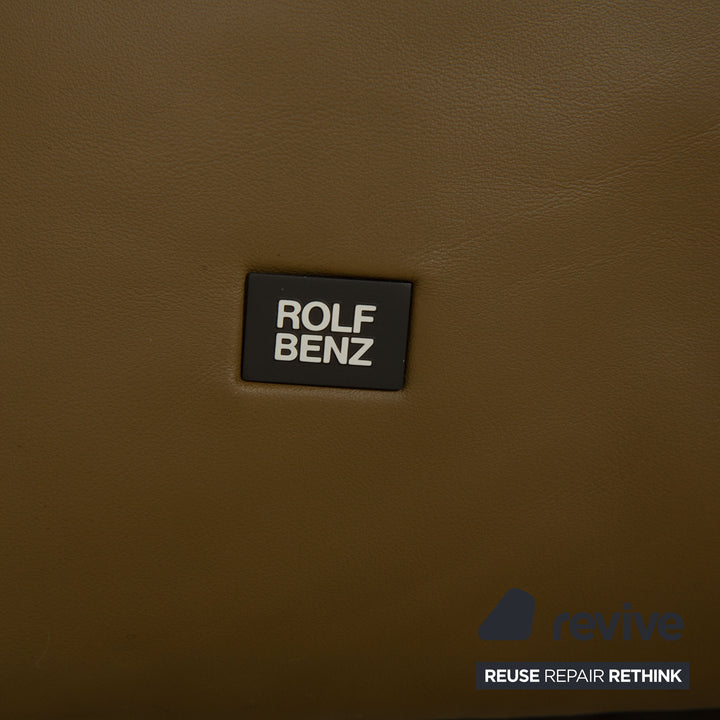 Rolf Benz 50 leather three-seater khaki green sofa couch manual function