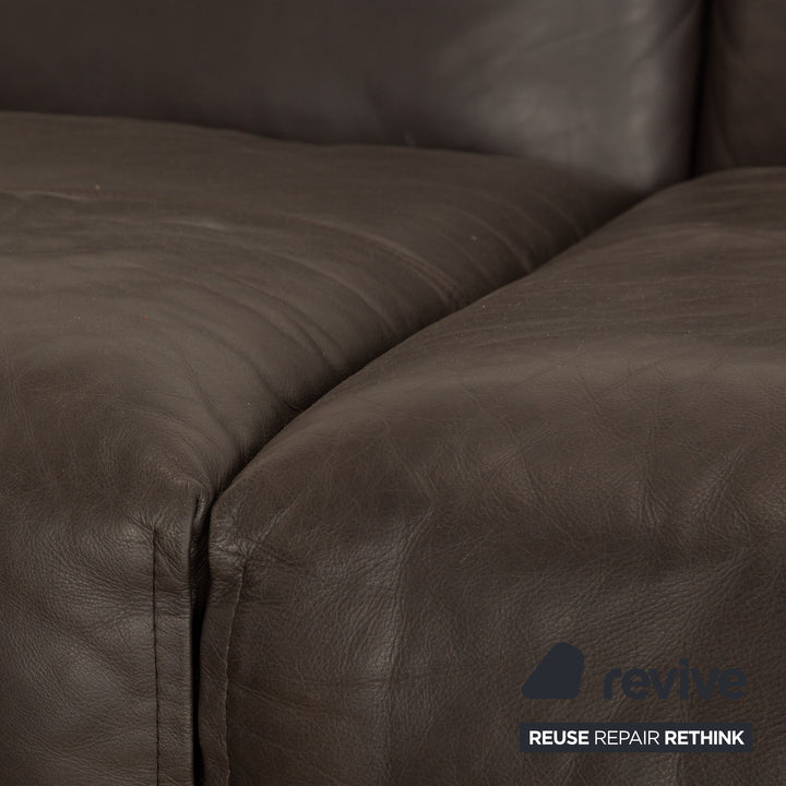 Rolf Benz 50 læderhjørnesofa mørkebrun sofa sofa bord manuel funktion