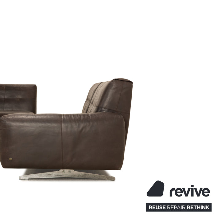 Rolf Benz 50 læderhjørnesofa mørkebrun sofa sofa bord manuel funktion