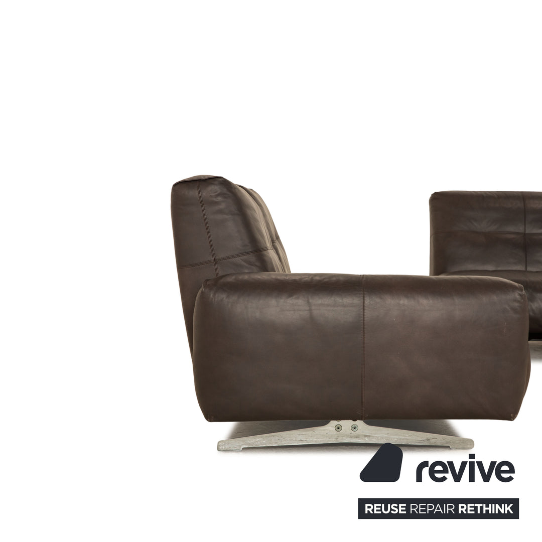 Rolf Benz 50 læderhjørnesofa mørkebrun sofa sofa bord manuel funktion