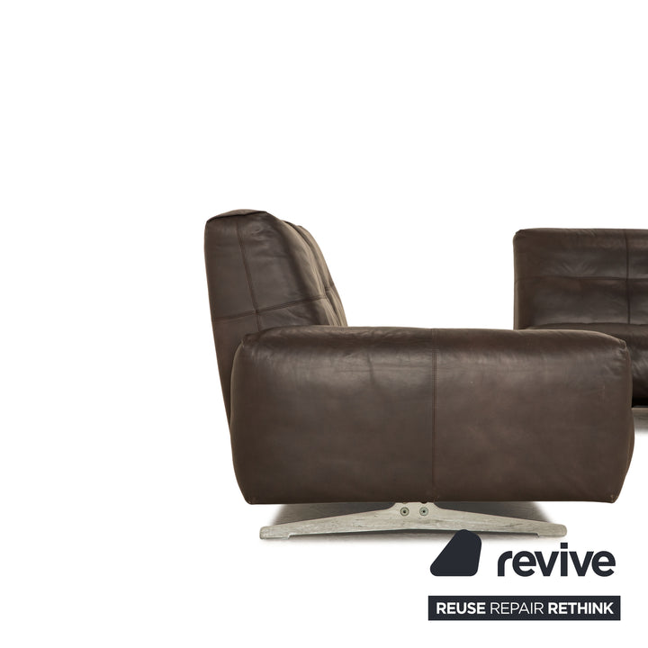 Rolf Benz 50 læderhjørnesofa mørkebrun sofa sofa bord manuel funktion