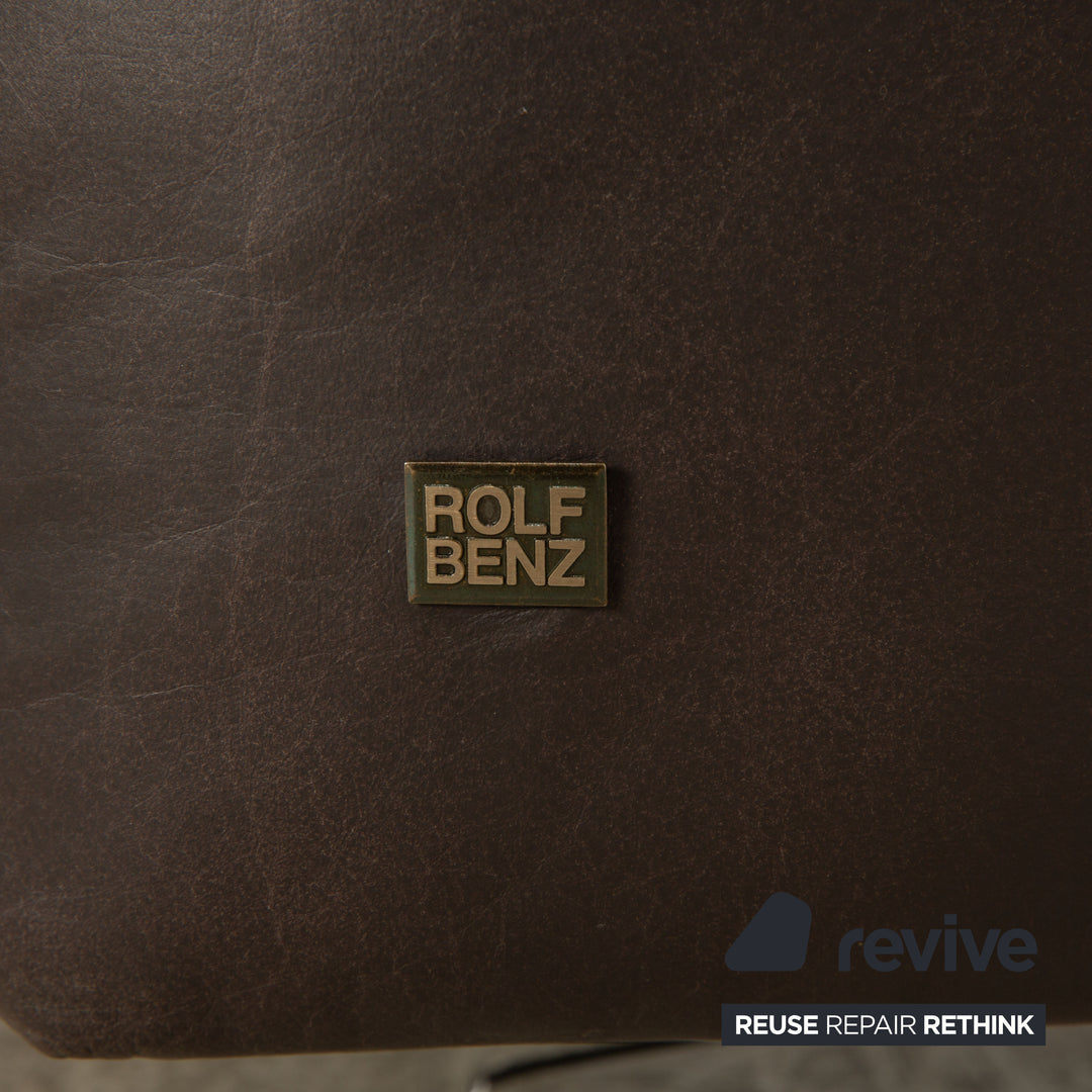 Rolf Benz 50 Canapé d'angle en cuir Marron foncé Table de canapé Fonction manuelle