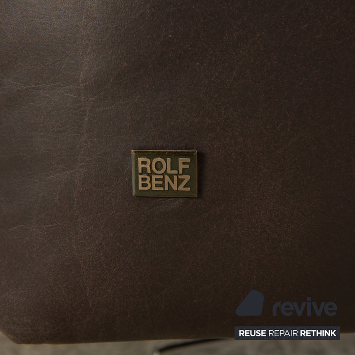 Rolf Benz 50 Canapé d'angle en cuir Marron foncé Table de canapé Fonction manuelle