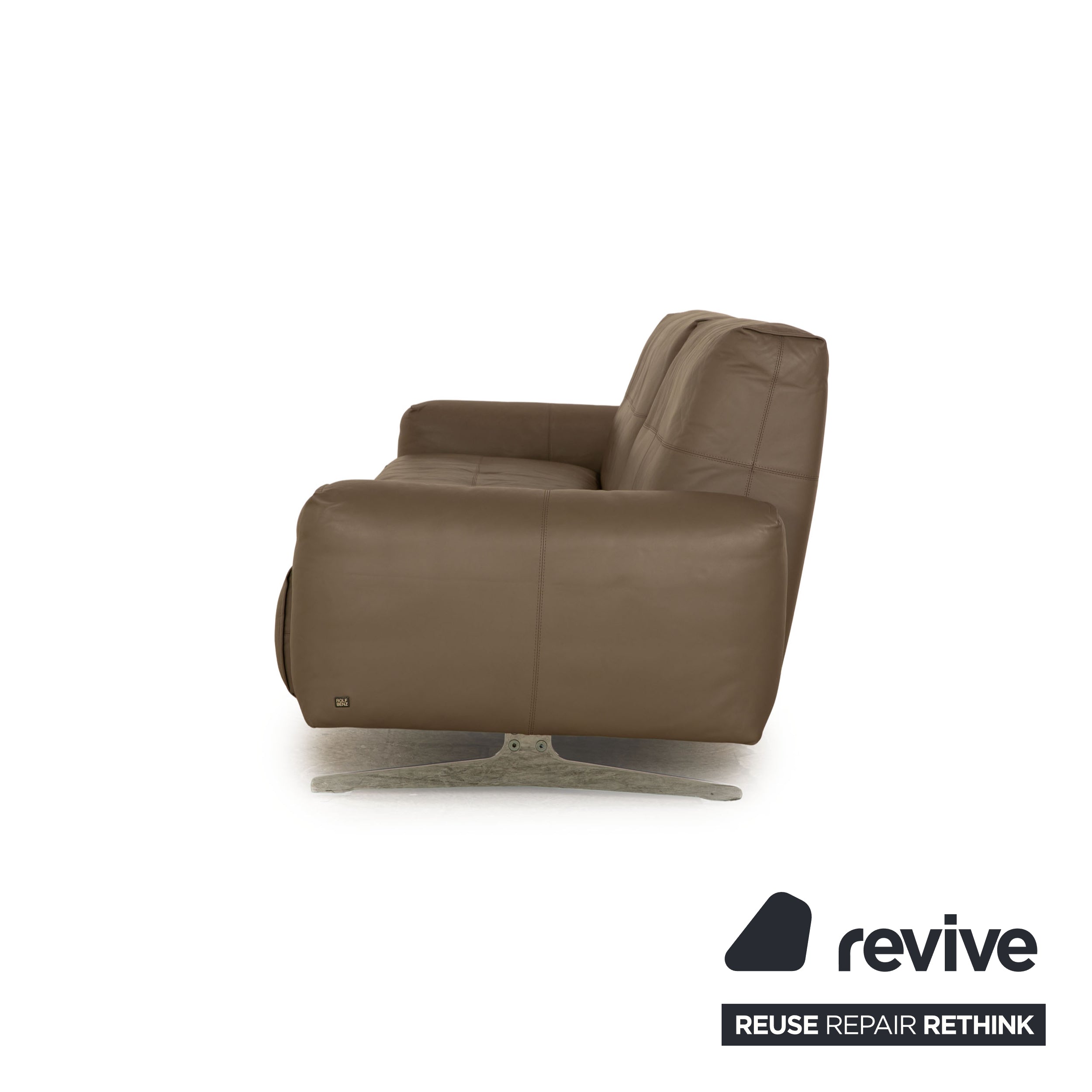 Rolf Benz 50 Leder Viersitzer Grau Taupe Sofa Couch manuelle Funktion