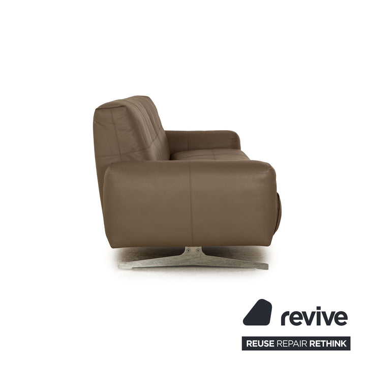 Rolf Benz 50 Leder Viersitzer Grau Taupe Sofa Couch manuelle Funktion