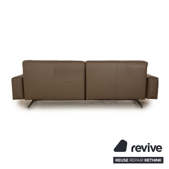 Rolf Benz 50 Leder Viersitzer Grau Taupe Sofa Couch manuelle Funktion