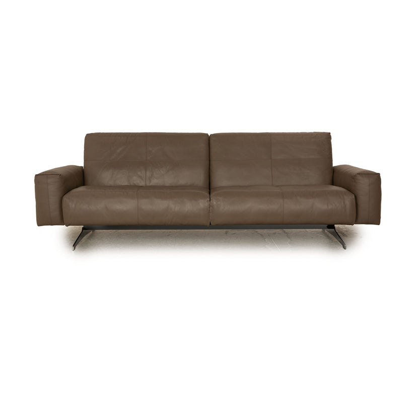 Rolf Benz 50 Leder Viersitzer Grau Taupe Sofa Couch manuelle Funktion