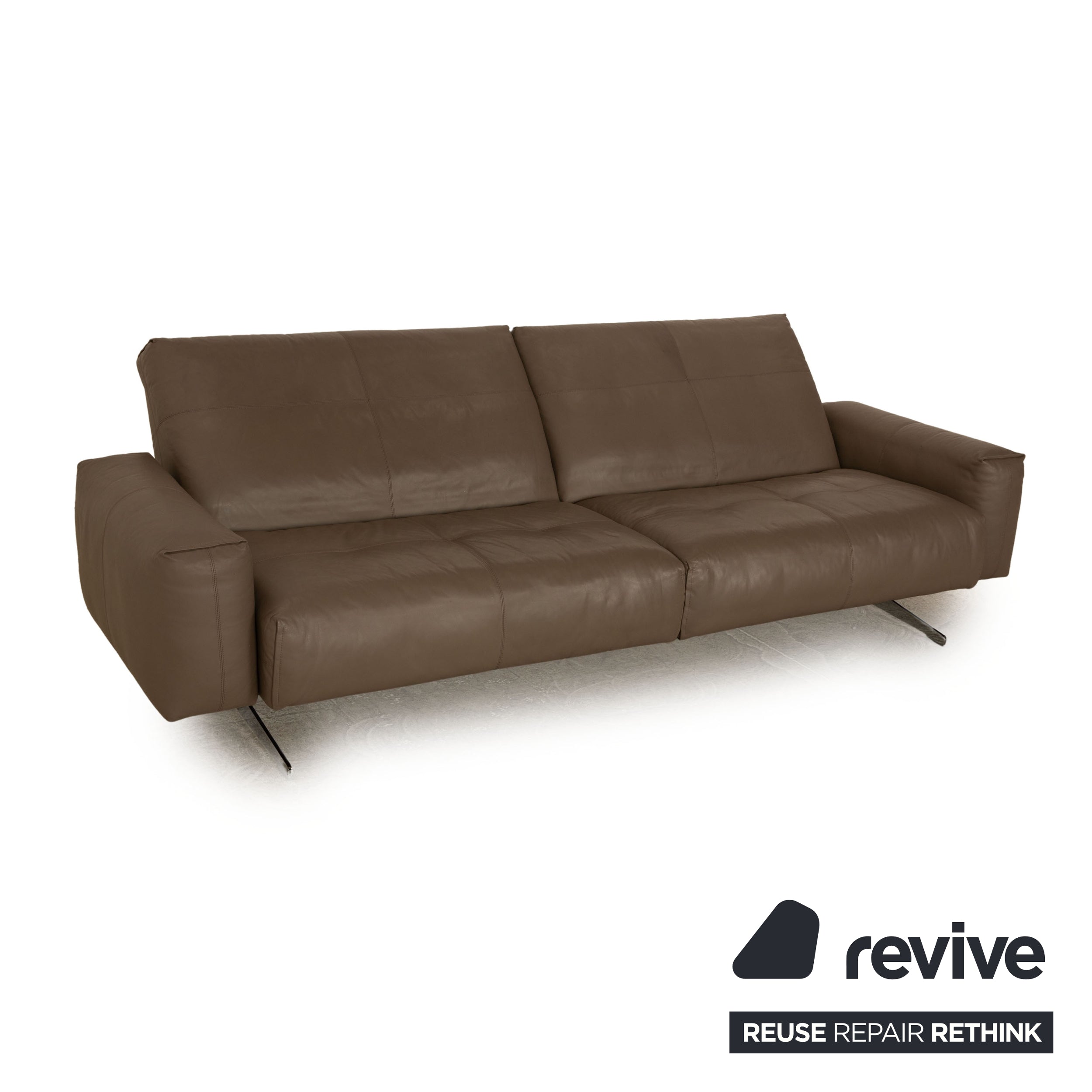 Rolf Benz 50 Leder Viersitzer Grau Taupe Sofa Couch manuelle Funktion