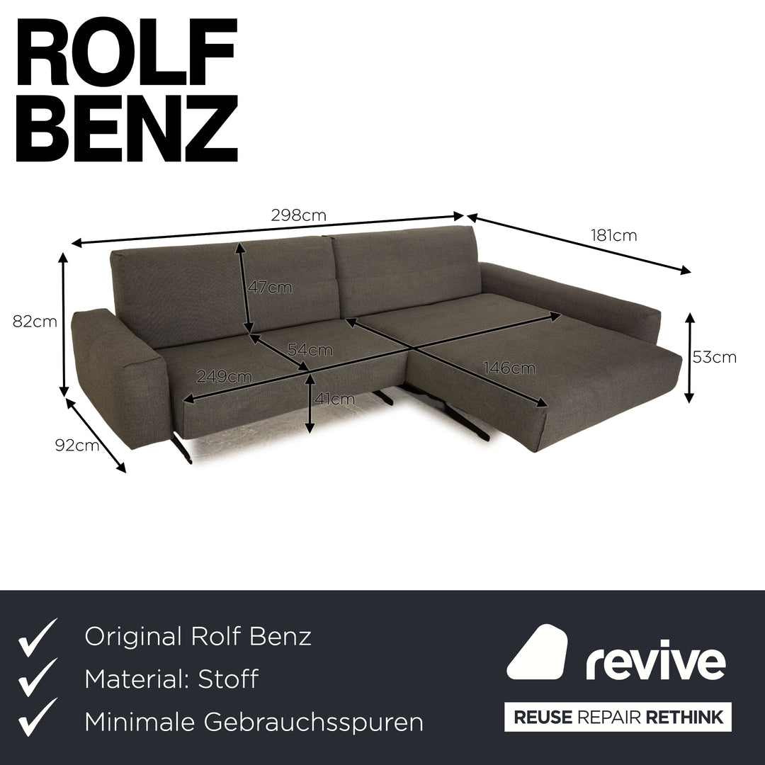 Rolf Benz 50 Fabric Corner Sofa Gray Recamiere Right Sofa Couch