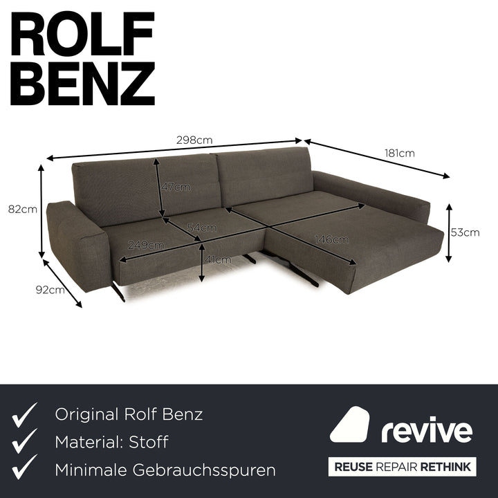 Rolf Benz 50 Fabric Corner Sofa Gray Recamiere Right Sofa Couch