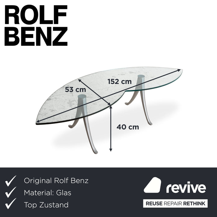Rolf Benz 5021 Glas Couchtisch Aluminium Oval Rund