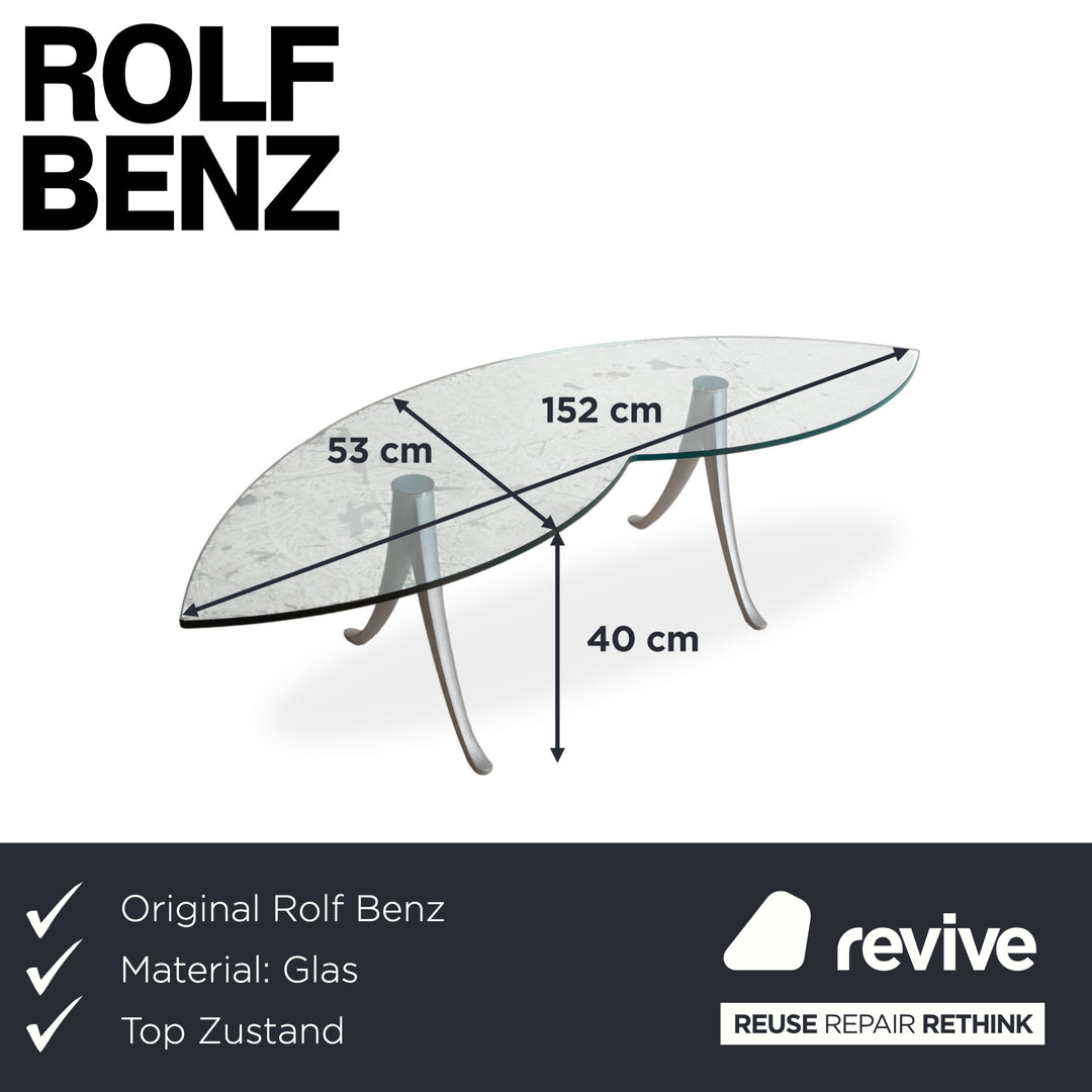 Rolf Benz 5021 Glas Couchtisch Aluminium Pulverbeschichtet