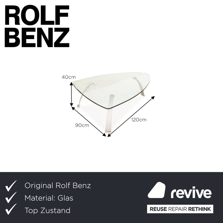 Rolf Benz 5021 Glass Coffee Table Silver Living Room 120 x 90 x 40 cm