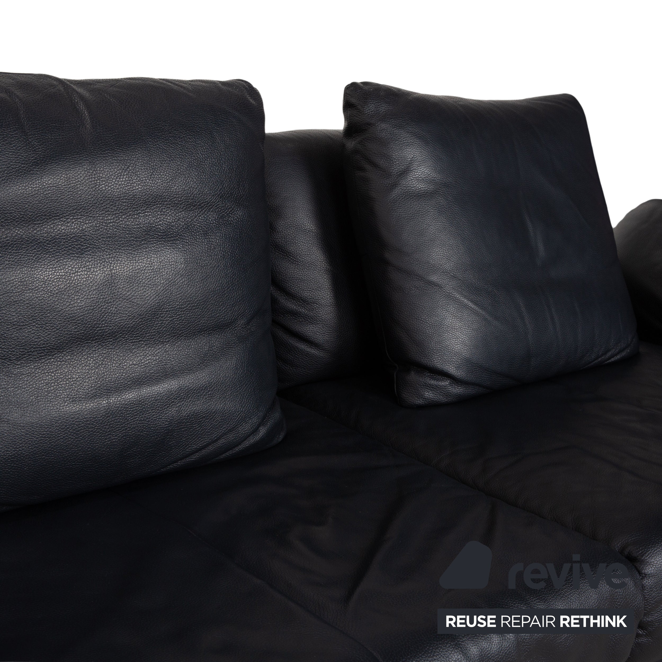 Canapé trois places Rolf Benz 510 en cuir bleu foncé à réglage manuel