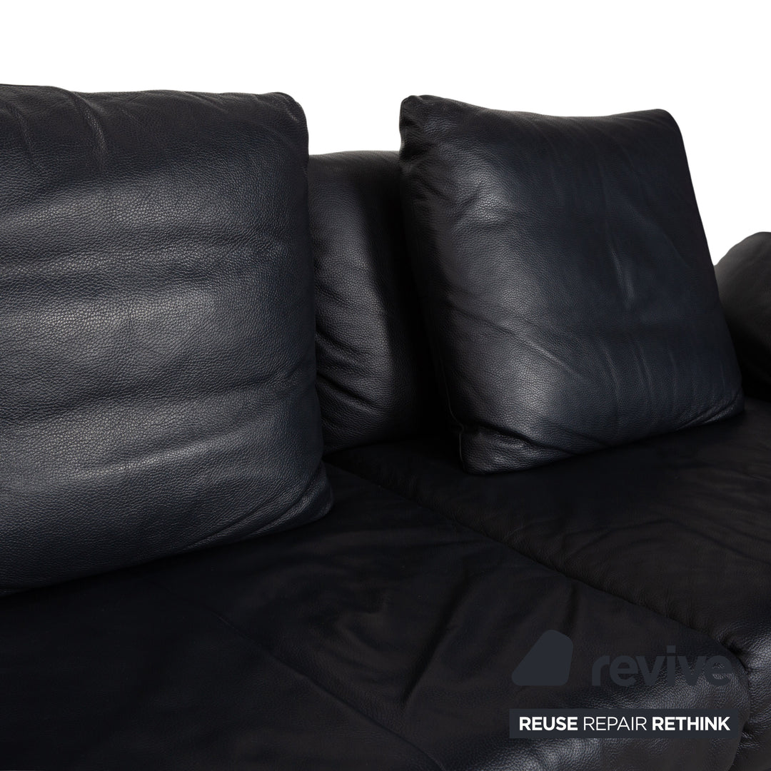 Rolf Benz 510 Leder Dreisitzer Dunkelblau manuelle Funktion Sofa Couch