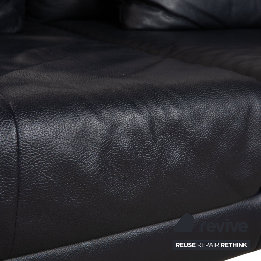 Rolf Benz 510 Leder Dreisitzer Dunkelblau manuelle Funktion Sofa Couch