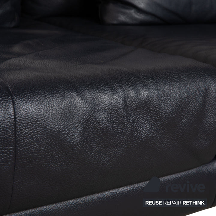 Rolf Benz 510 Leder Dreisitzer Dunkelblau manuelle Funktion Sofa Couch