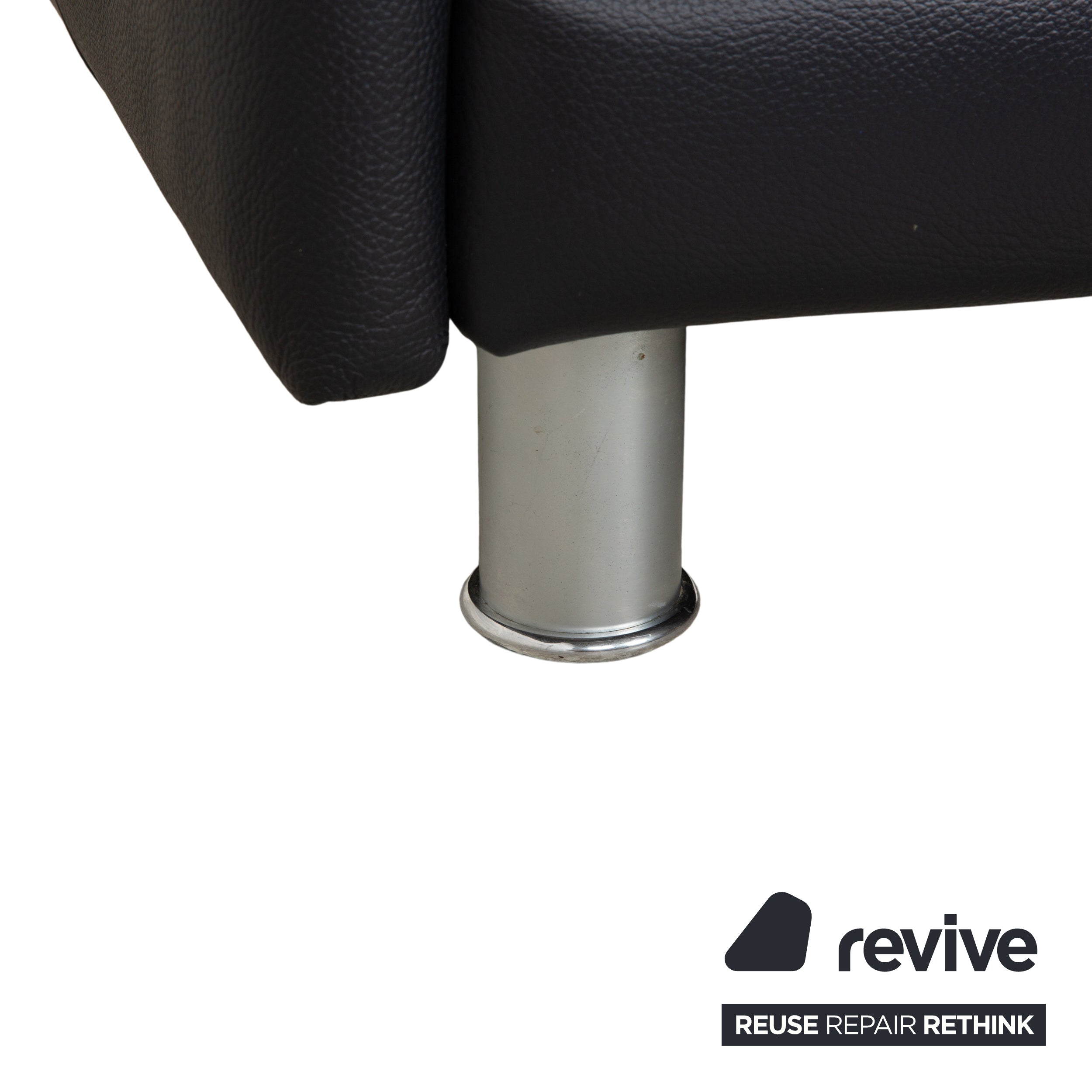 Canapé trois places Rolf Benz 510 en cuir bleu foncé à réglage manuel