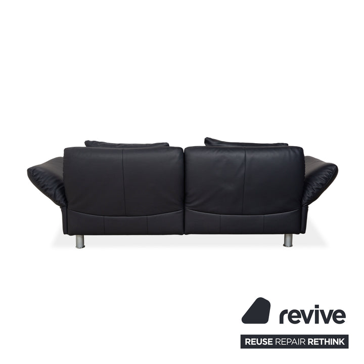 Rolf Benz 510 Leather Three-Seater Dark Blue Manual Function Sofa Couch