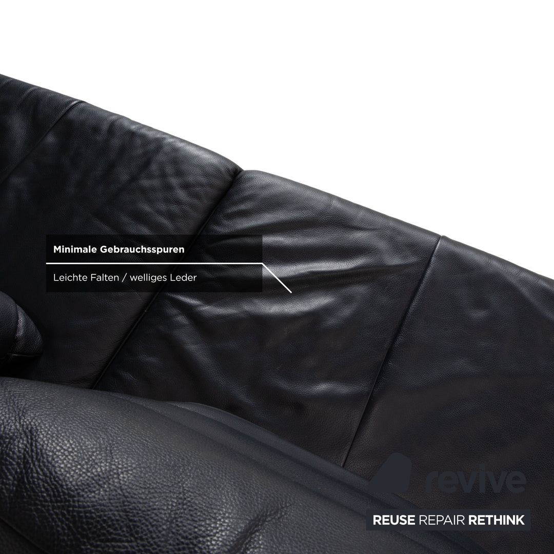 Rolf Benz 510 Leder Dreisitzer Dunkelblau manuelle Funktion Sofa Couch