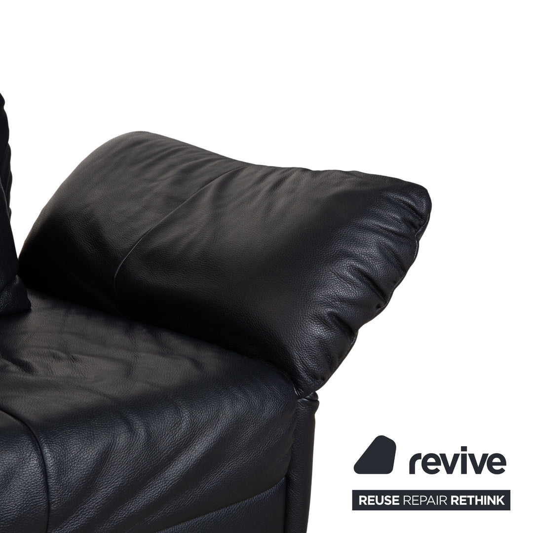 Rolf Benz 510 Leder Dreisitzer Dunkelblau manuelle Funktion Sofa Couch